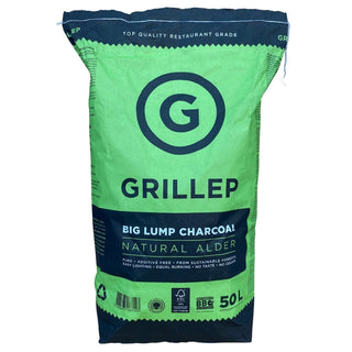Premium klasės alksnio anglys Grillep Big Lump, 50L