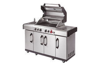 Enders Dujiniai griliai Dujinis Grilis Enders Kansas II Pro 4 Sik Profi Turbo su Turbo Zona, Kriaukle ir Šonine Virykle, Plieno Spalvos