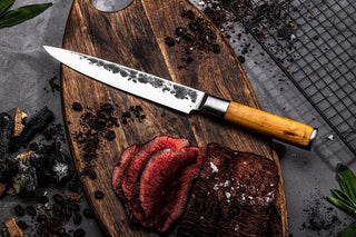 STYLE DE VIE Pjaustymas ir smulkinimas Japoniško plieno peilių STYLE DE VIE Olive Forged, Chef, 20,5 cm (šefo)  ir Carving, 20,5 cm (išpjaustymo) Rinkinys