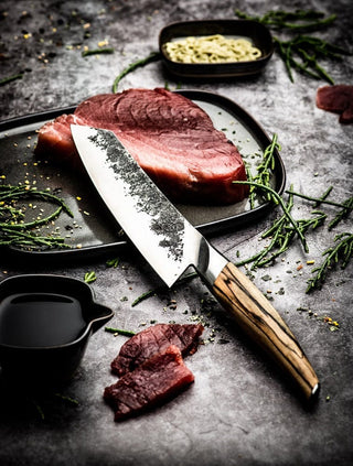 STYLE DE VIE Pjaustymas ir smulkinimas Japoniško stiliaus peilis STYLE DE VIE, Katai Forged, Santoku, 18 cm