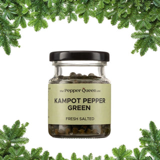 Kampot Pepper Queen Green – šviežiai sūdyti žalieji Kampoto pipirai