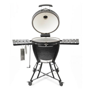 Keraminis kamado grilis GET RED 24, Ø 60 cm, juodas, su dviejų zonų kepimo sistema ir pilna komplektacija