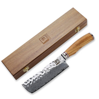 Japoniško Damasko plieno peilis OLEIO Zayiko, Olive Series, Nakiri, 18 cm