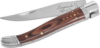 Pocket knife with liner LAGUIOLE by STYLE DE VIE, mahogany
