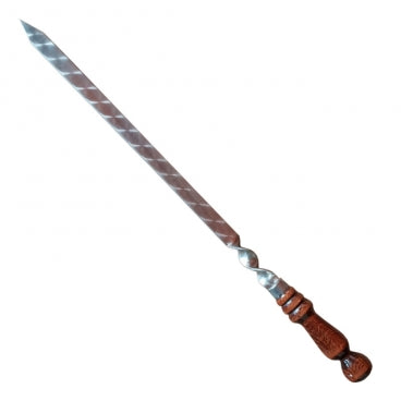 Iešmas poliruotas uzbekiškas šašlykui su medine rankena, 68 cm, 1 vnt.