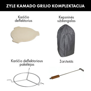 Anglinis kamado grilis ZYLE Large, pilkas, Ø 56 cm