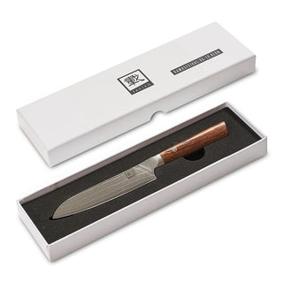 OLEIO Pjaustymas ir smulkinimas Japoniško Damasko plieno peilis OLEIO Zayiko, Kasshoku, mažasis santoku, 12,5 cm