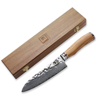 OLEIO Pjaustymas ir smulkinimas Japoniško Damasko plieno peilis OLEIO Zayiko, Olive Series, Santoku, 17,5 cm