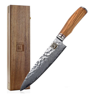 OLEIO Pjaustymas ir smulkinimas Japoniško Damasko plieno peilis OLEIO Zayiko, Olive Series, Šefo, 20 cm