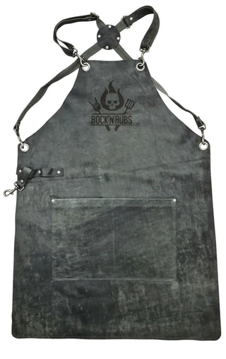 Leather apron Rock n Rubs, grey
