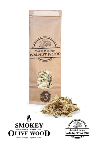 Smokey Olive Wood Rūkinimas Graikinio riešutmedžio drožlės SMOKEY OLIVE WOOD, 500 ml