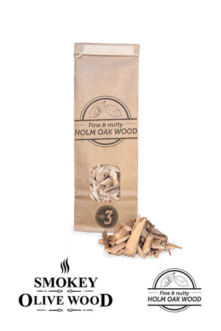 Smokey Olive Wood Rūkinimas Holmo ąžuolo drožlės SMOKEY OLIVE WOOD, 500 ml