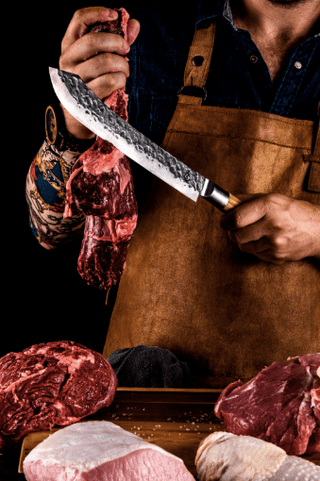 STYLE DE VIE Pjaustymas ir smulkinimas Japoniško plieno peilis STYLE DE VIE Olive Forged, Butcher, 25,5 cm (mėsos)