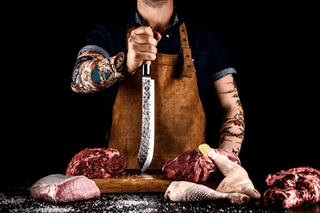 STYLE DE VIE Pjaustymas ir smulkinimas Japoniško plieno peilis STYLE DE VIE Olive Forged, Butcher, 25,5 cm (mėsos)