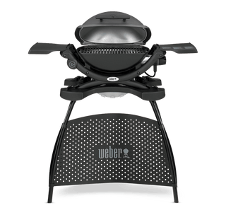 WEBER Elektriskie grili Elektriskais grils WEBER Q 1400 ar statīvu, čuguna grilu un sānu plauktiem, (43 x 32 cm, 2,2 kW)