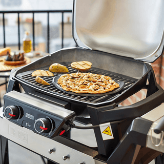 WEBER Picai Glazūruotos keramikos picos akmuo WEBER Premium su rankenėlėmis, juodas, Ø 26 cm