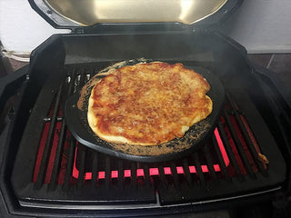WEBER Picai Glazūruotos keramikos picos akmuo WEBER Premium su rankenėlėmis, juodas, Ø 26 cm